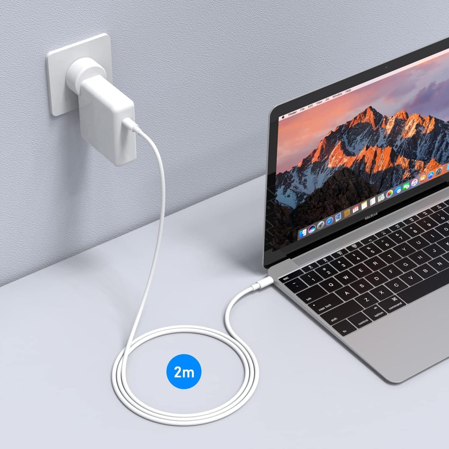 White USB C power charger