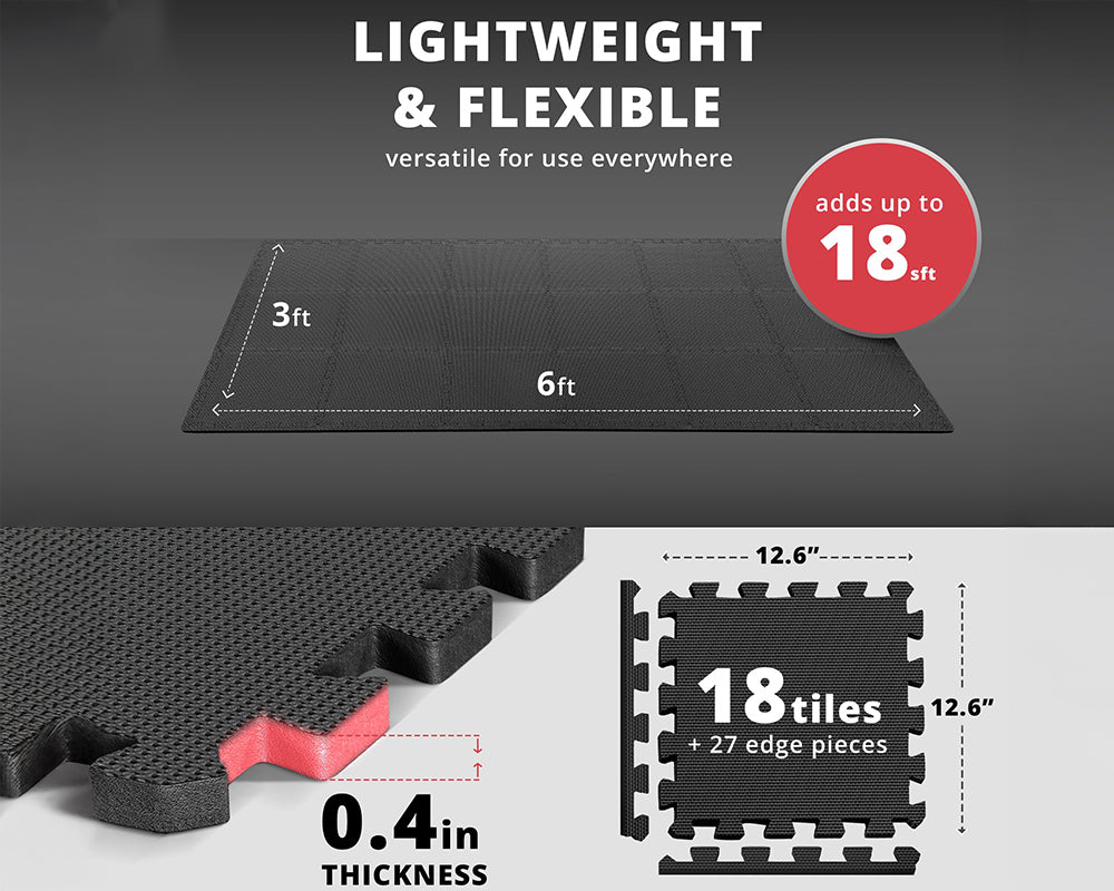 18 Pack EVA Foam Gym Interlocking Floor Puzzle Mats