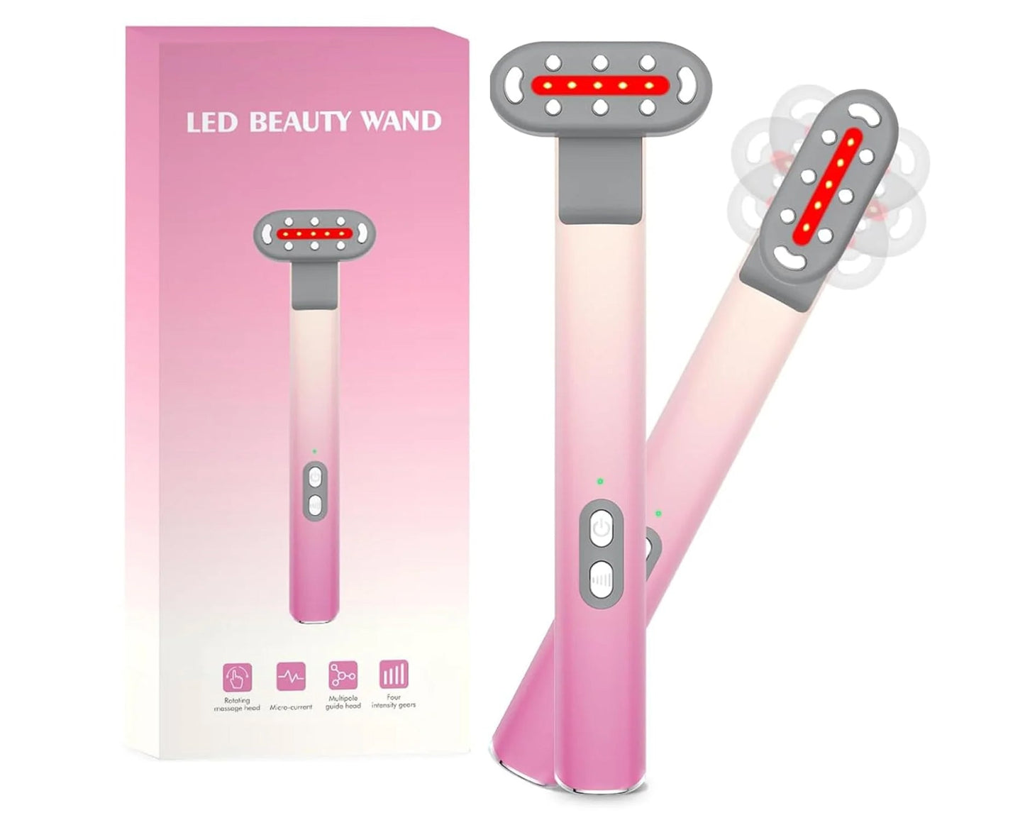 LED Face Wand Light Device with Facial Massager