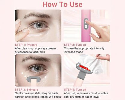 LED Face Wand Light Device with Facial Massager