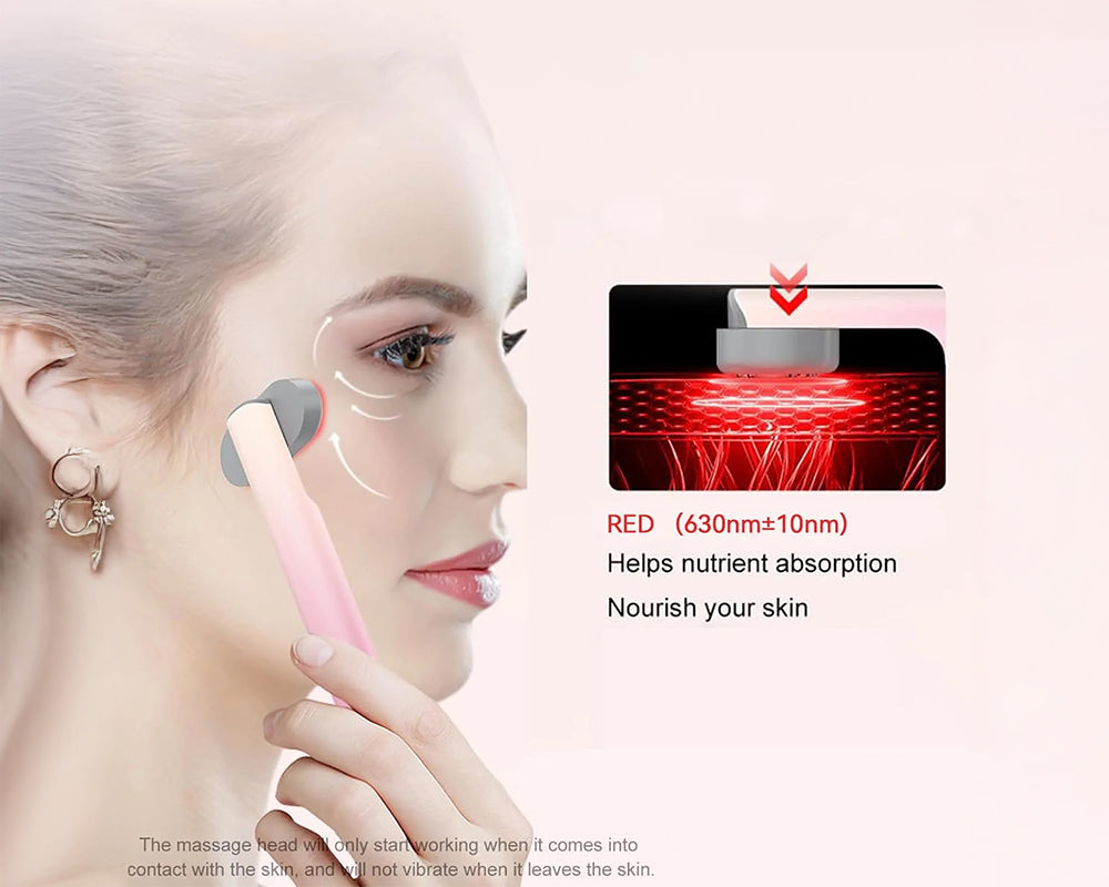 LED Face Wand Light Device with Facial Massager