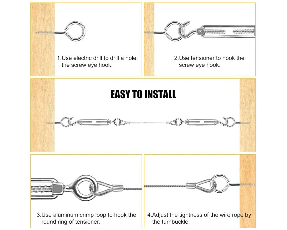 Steel Wire Rope Cable Kit 30M