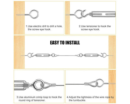 Steel Wire Rope Cable Kit 30M