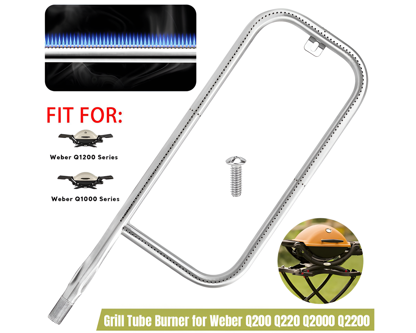 Grill Burner Tube replacement for Weber Q2200 and Q2000 grills