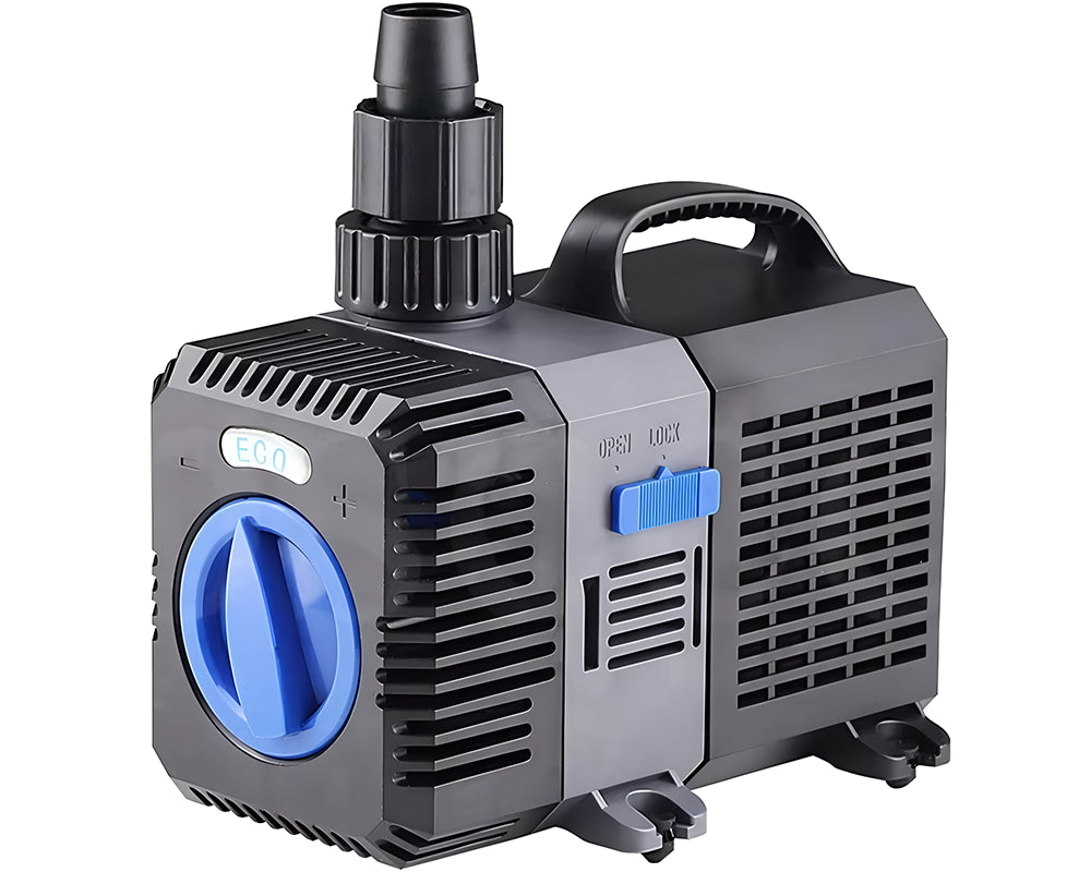 Black and blue pond pump