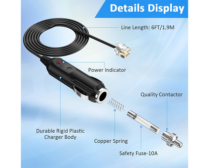 2M RJ11 Power Cable Cord for Uniden Escort Beltronics Valentine V1 Radar