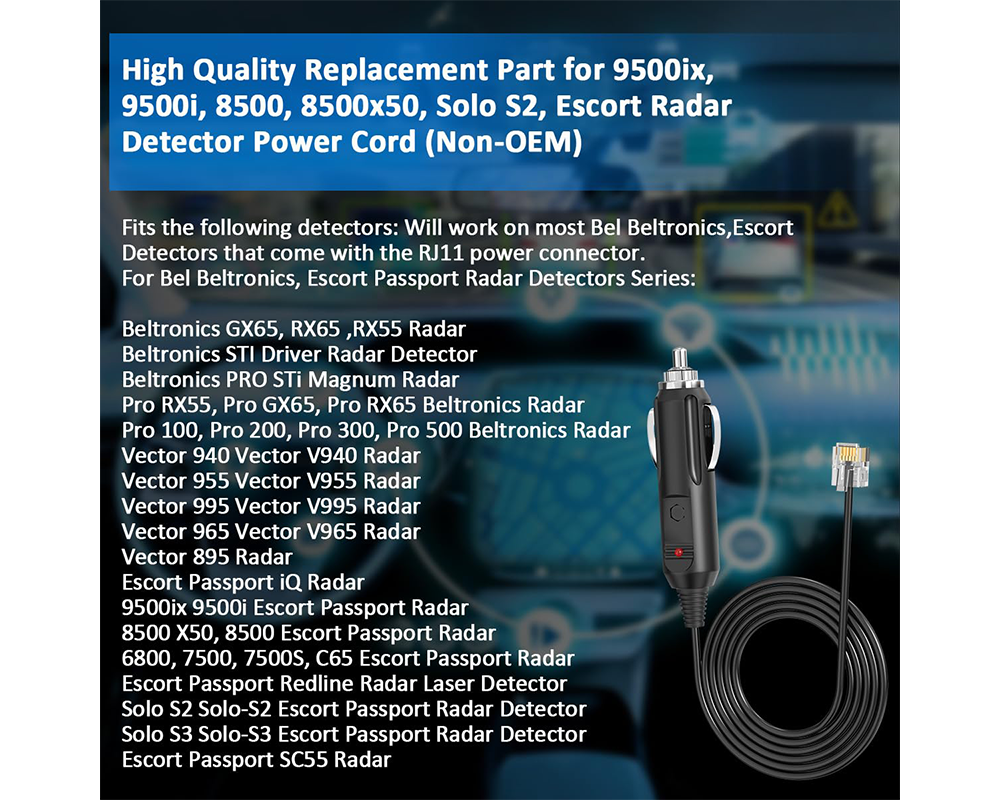 2M RJ11 Power Cable Cord for Uniden Escort Beltronics Valentine V1 Radar