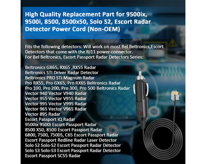 2M RJ11 Power Cable Cord for Uniden Escort Beltronics Valentine V1 Radar