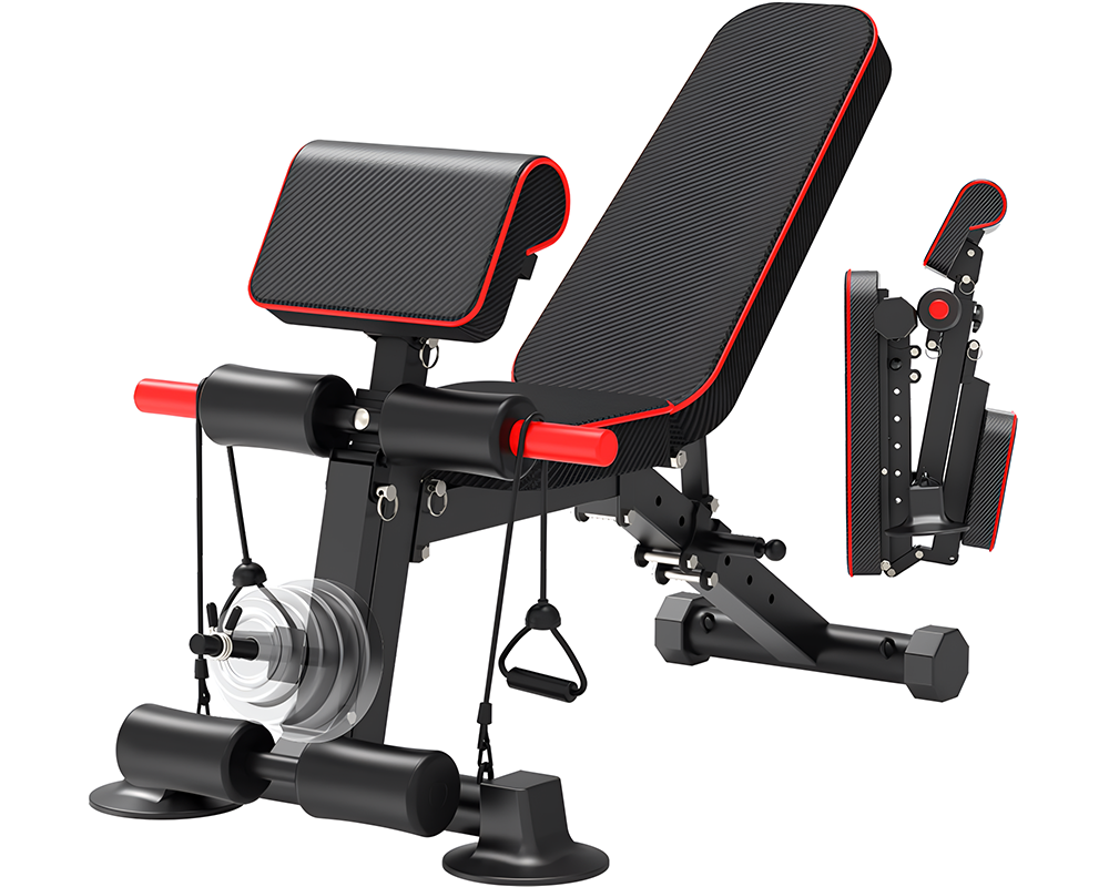 Weight bench folded for storage