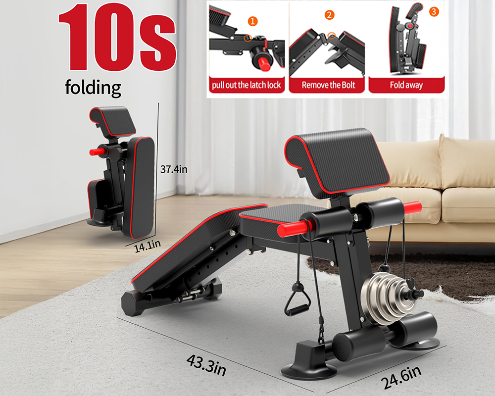 Weight bench backrest adjustment