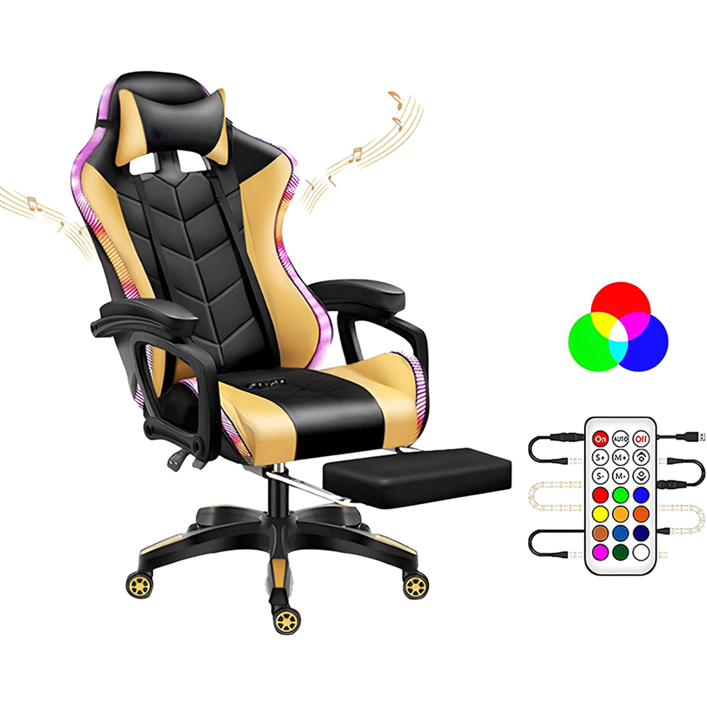 Gold gaming chair with RGB lights
