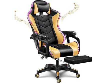 Gaming Chair with Footrest – RGB Gaming Chair with Bluetooth Speakers