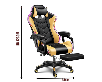 Gaming Chair with Footrest – RGB Gaming Chair with Bluetooth Speakers