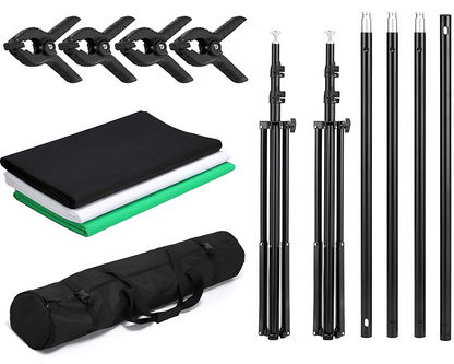 Photography Background Stand with 3 Backdrops Kit 3m