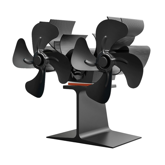 Heat powered stove fan black
