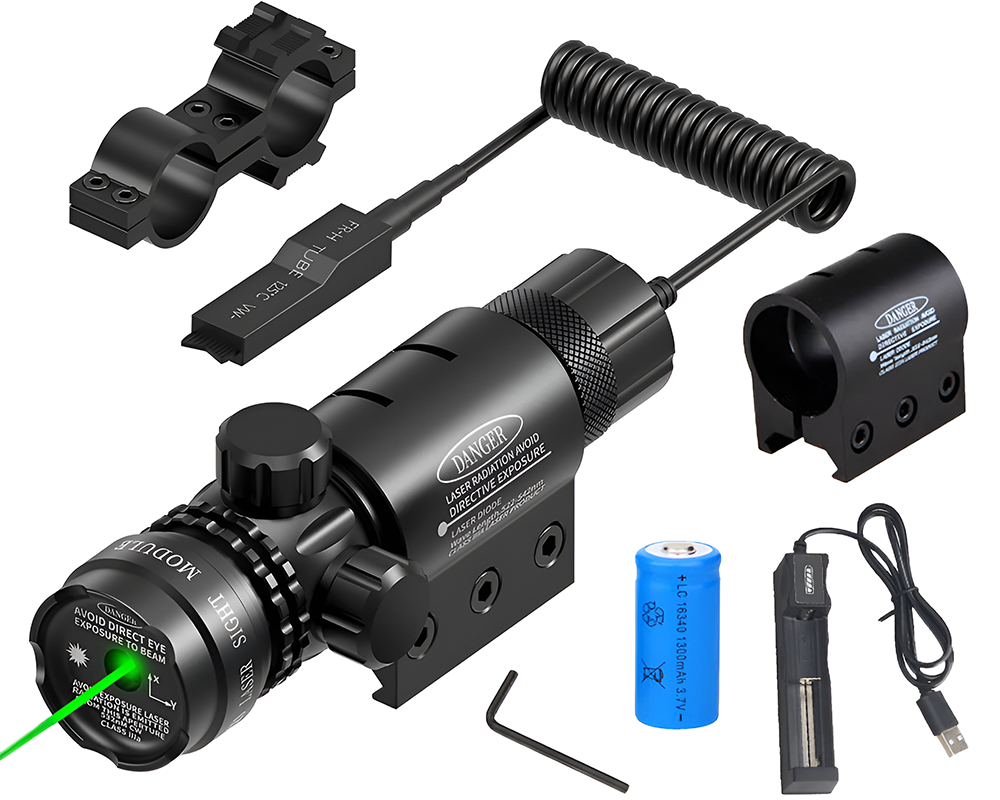 Laser sight mounted on rail