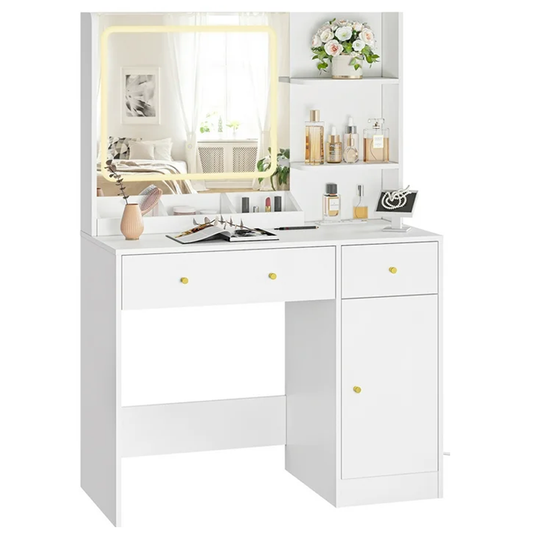 White dressing table with mirror