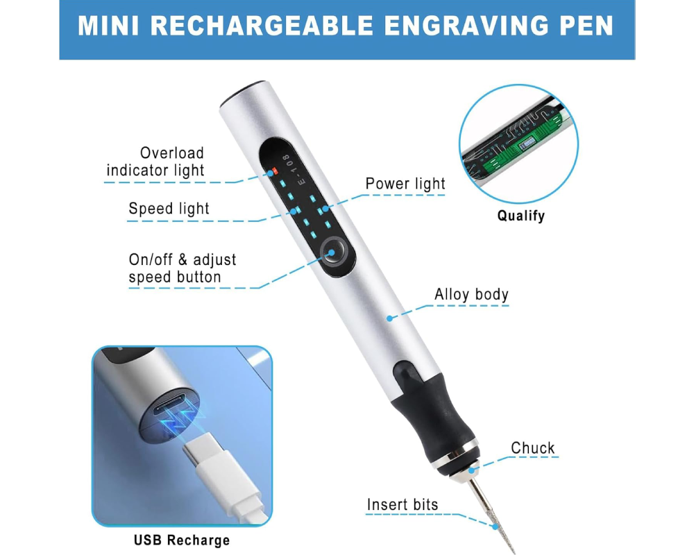 Engraving pen with speed settings