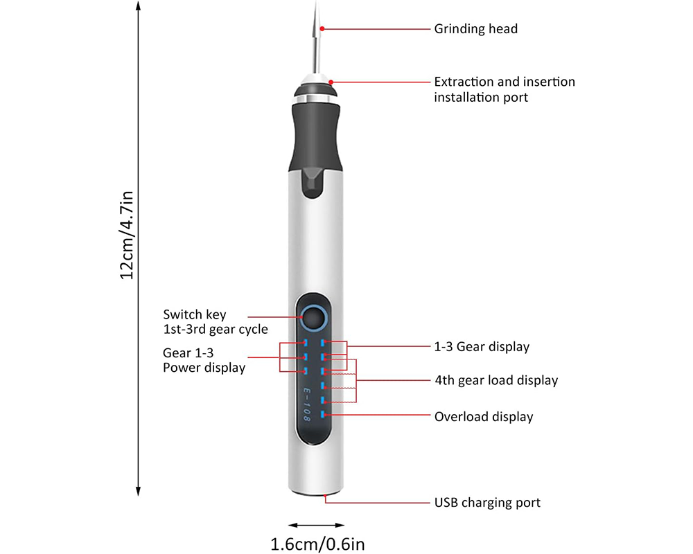 Engraving pen with USB cable