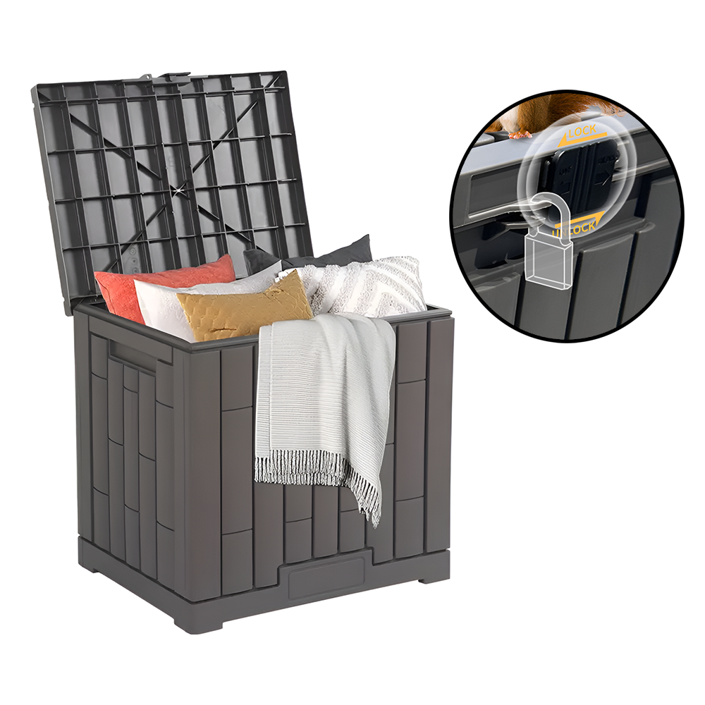 Gardeon Outdoor Storage Box Container Lockable Indoor Garden Toy Tool Shed Grey