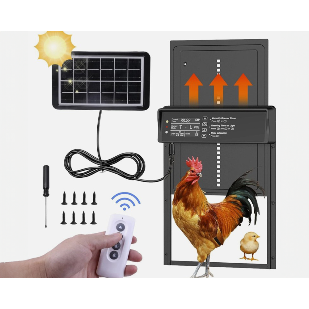 Solar powered chicken coop door