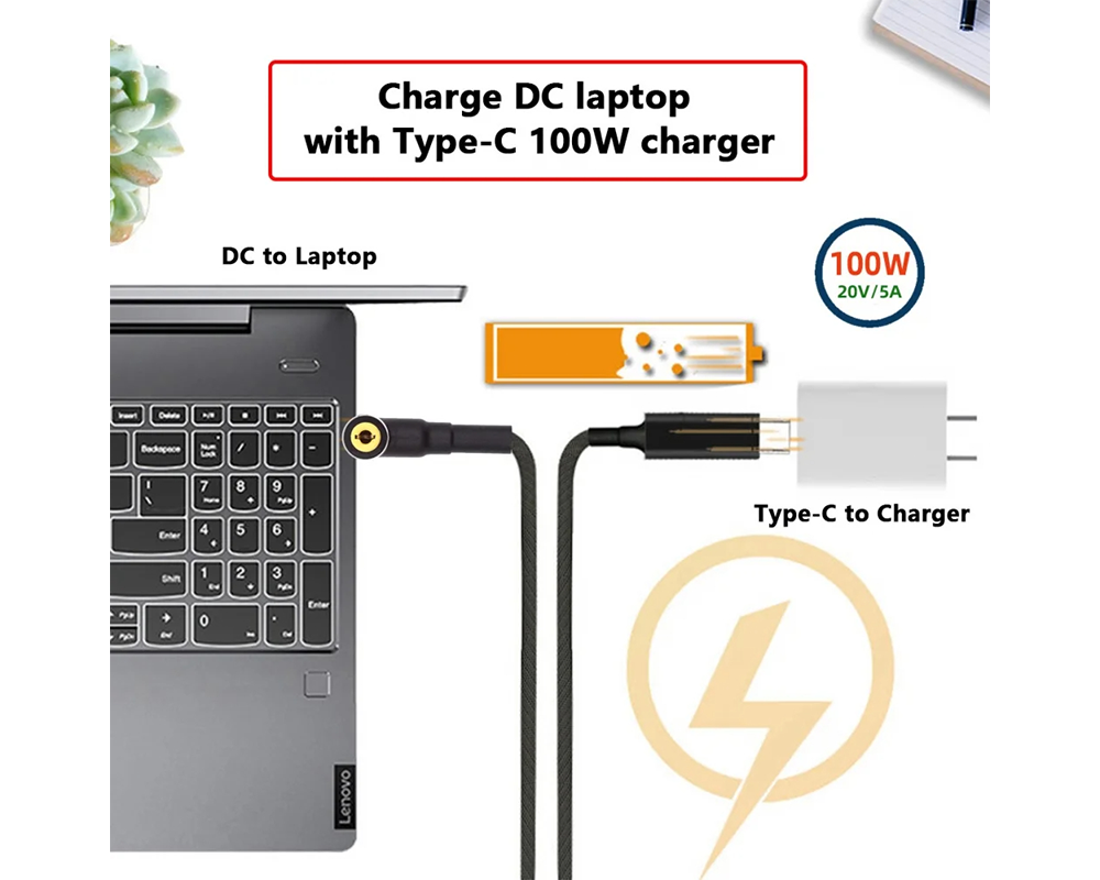 Universal USB-C Charger Cable for Dell Lenovo Asus Hp Acer Laptop