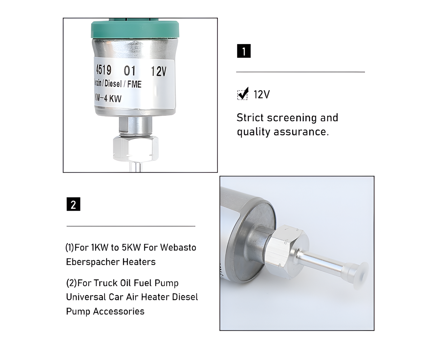 Diesel Heater Fuel Pump 12V Diesel Heater Fuel Pump for 1–5KW Parking Units