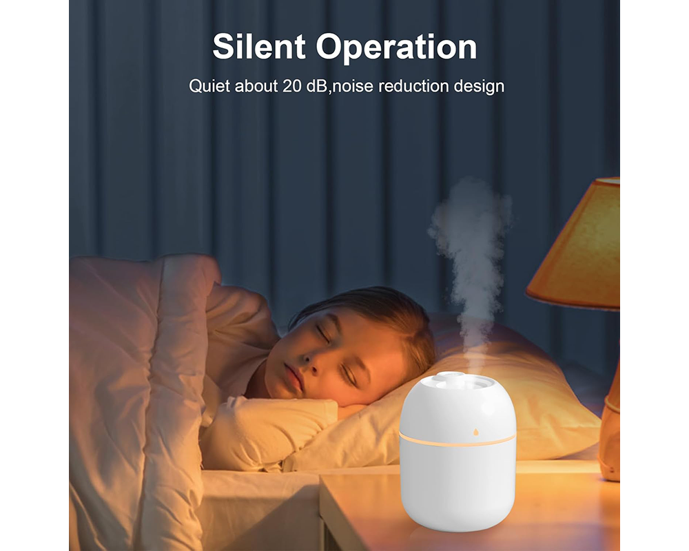 Small Humidifier 220ml USB Portable Air Humidifier with Night Light 2 Mist Modes