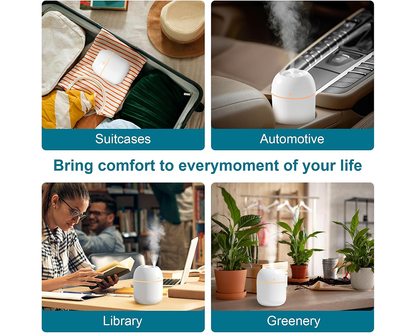 Small Humidifier 220ml USB Portable Air Humidifier with Night Light 2 Mist Modes