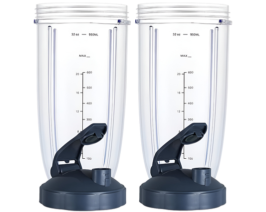 NutriBullet 32oz Cup Set – 2 Pack Tall Blender Replacement Cups with Flip Top Lids & Gaskets (600W/900W)