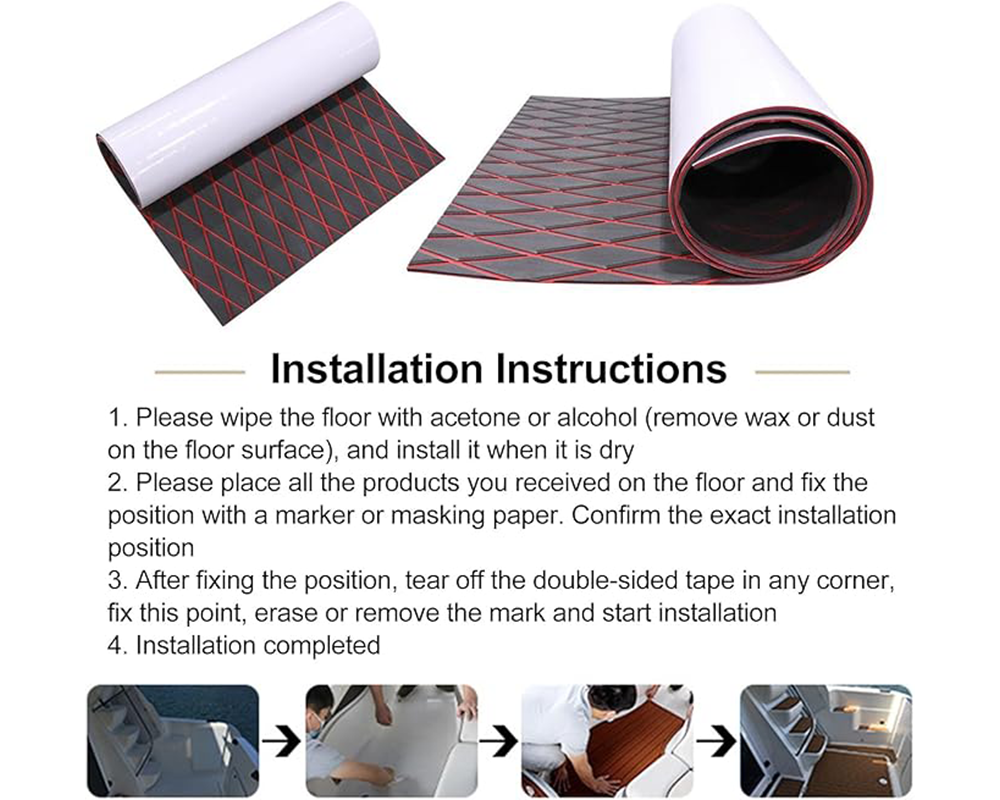 Black and red deck mat