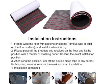 Black and red deck mat