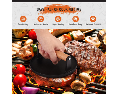 Cast Iron Smash Burger Press BBQ Cast Iron Smash Burger Press with Silicone Handle