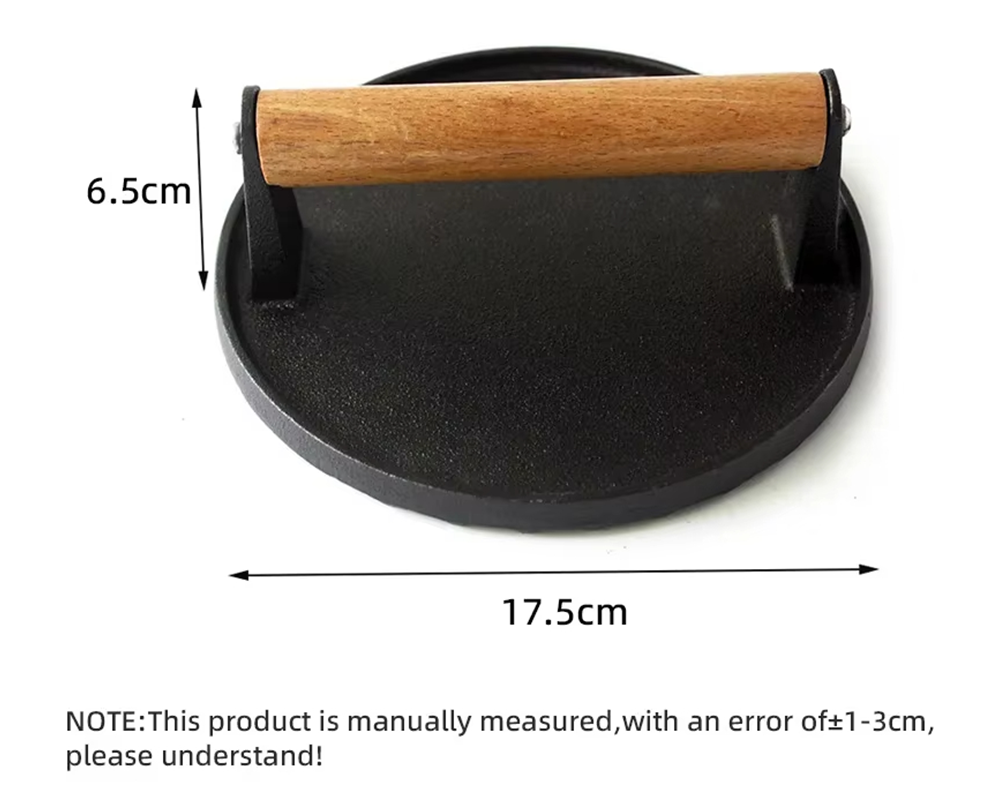 Cast Iron Smash Burger Press BBQ Cast Iron Smash Burger Press with Silicone Handle