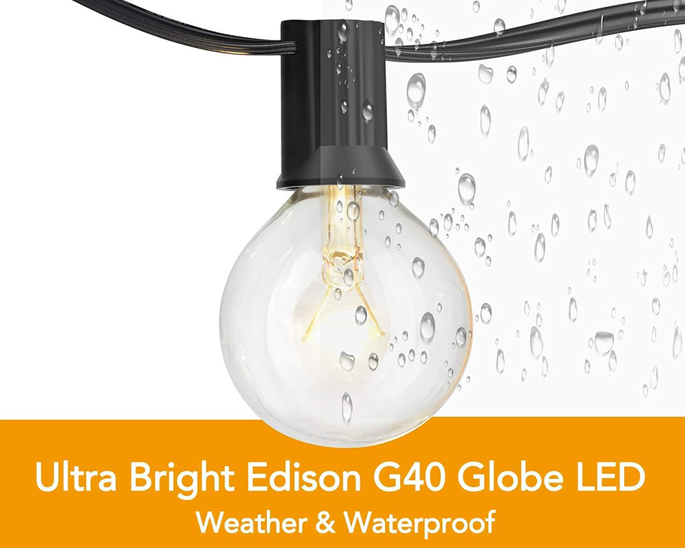 Solar Powered Festoon String Lights 15m with 50 Bulbs