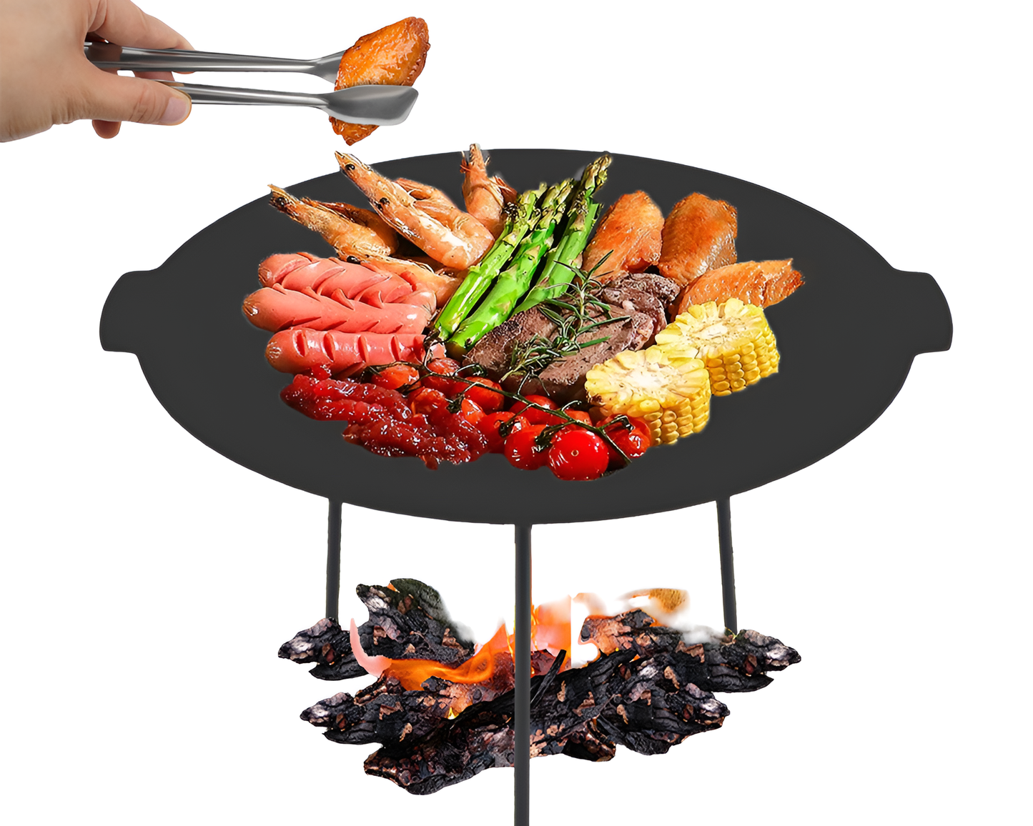 Outdoor Camping Barbecue Rack Cast Iron Grill Pan