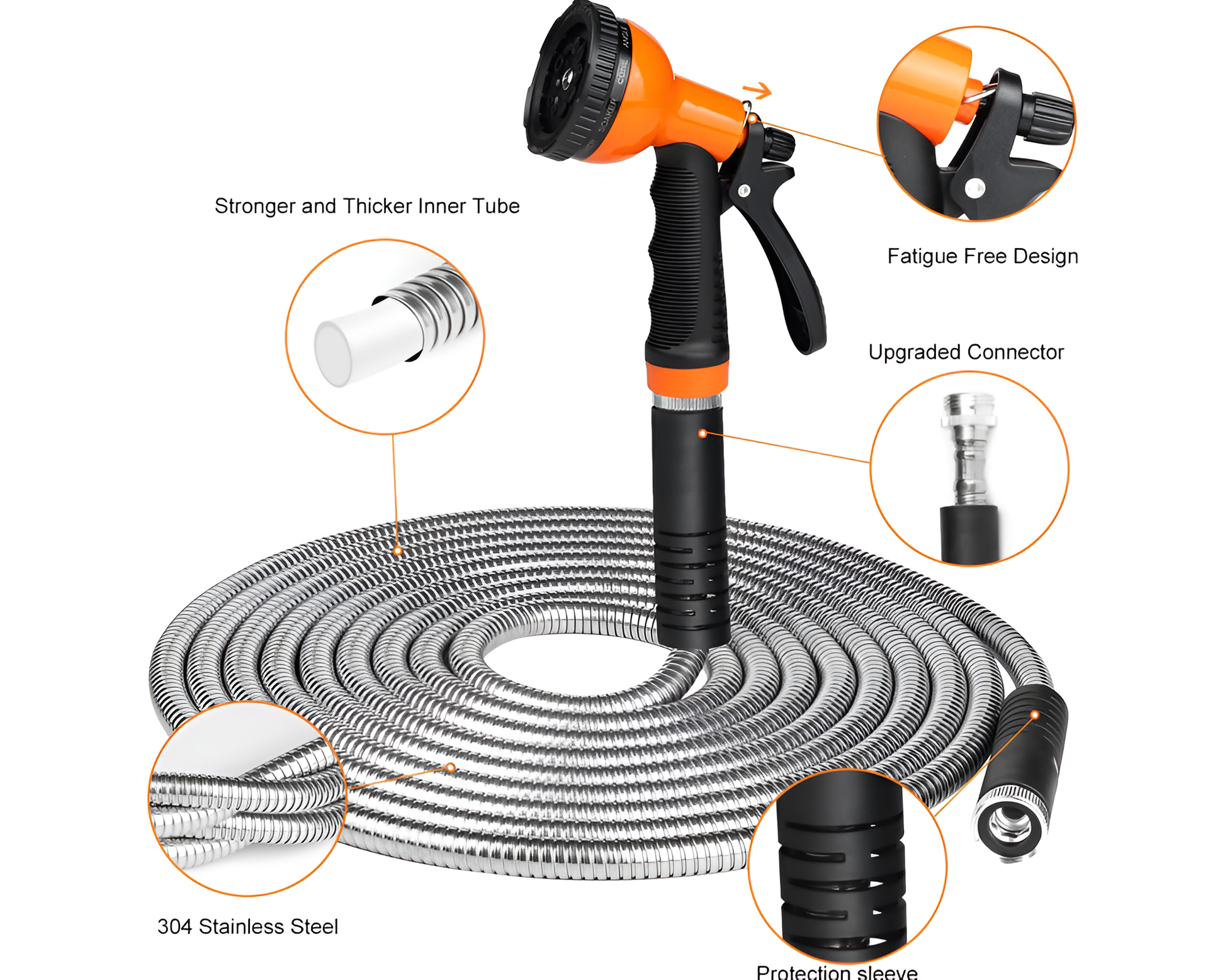 Flexible metal water hose