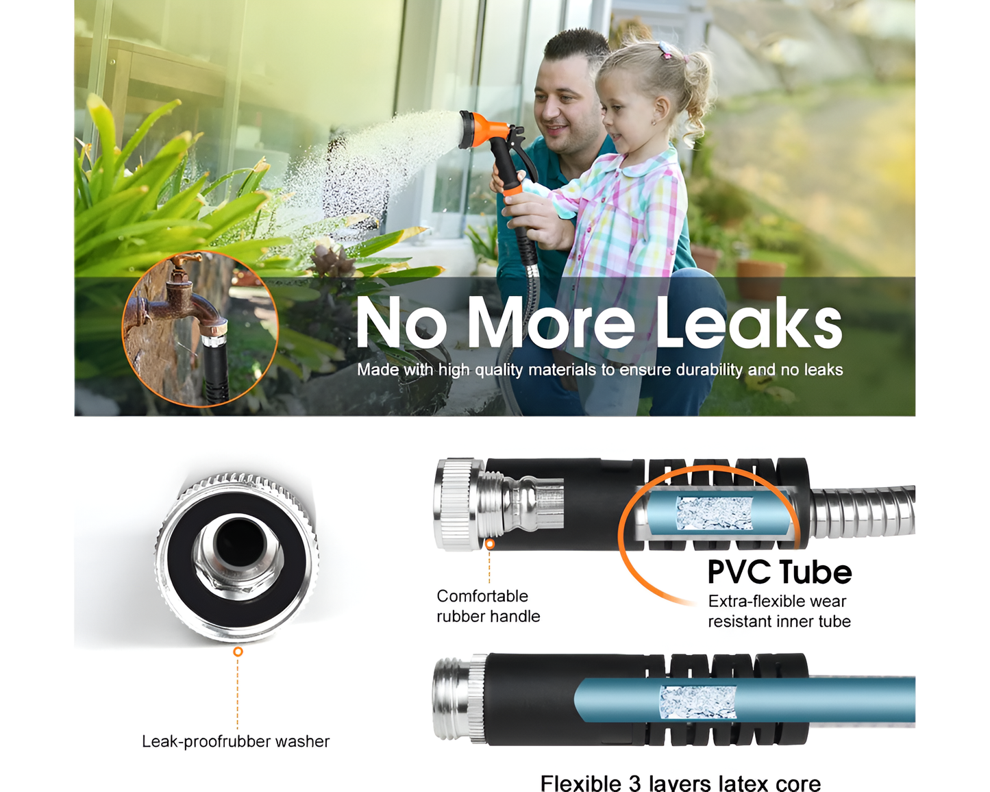 Metal Garden Hose Pipe 22M Stainless Steel Metal Garden Hose Outdoor