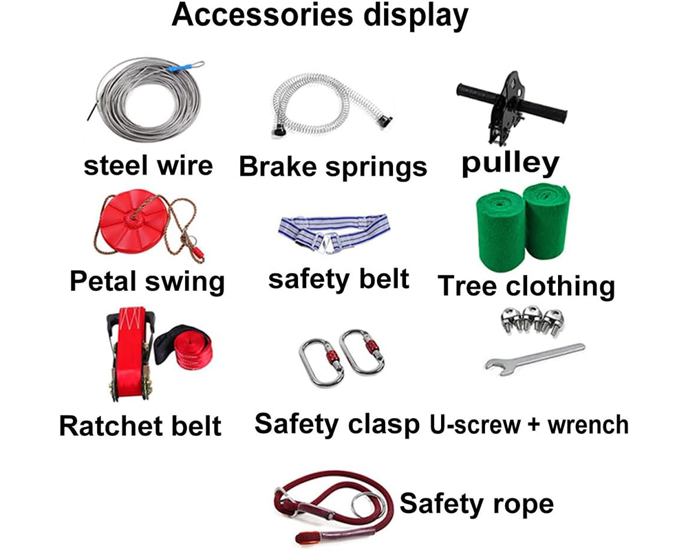 Zipline Kit for 100ft Outdoor Zipline Kit with Seat & Harness