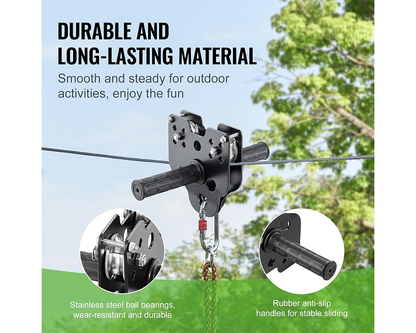 Zipline Kit for 100ft Outdoor Zipline Kit with Seat & Harness