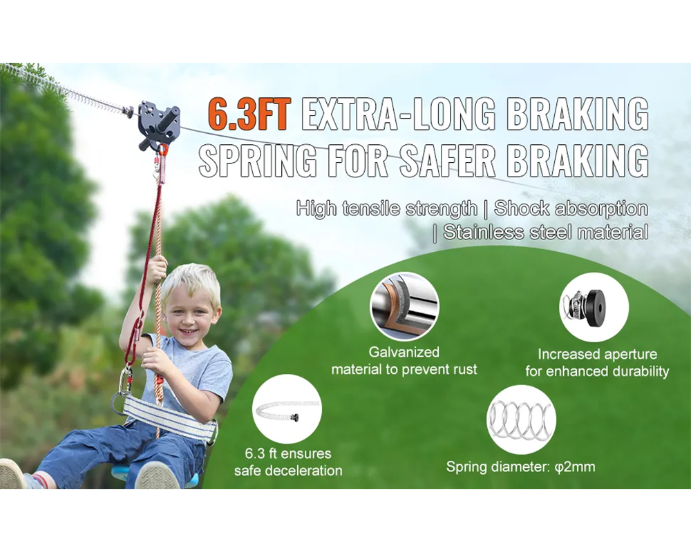 Zipline Kit for 100ft Outdoor Zipline Kit with Seat & Harness