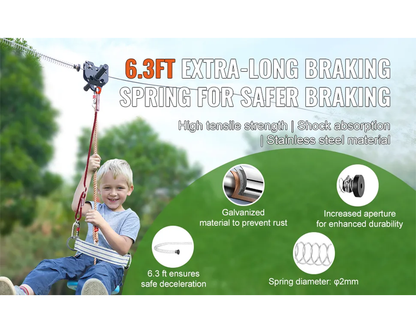 Zipline Kit for 100ft Outdoor Zipline Kit with Seat & Harness