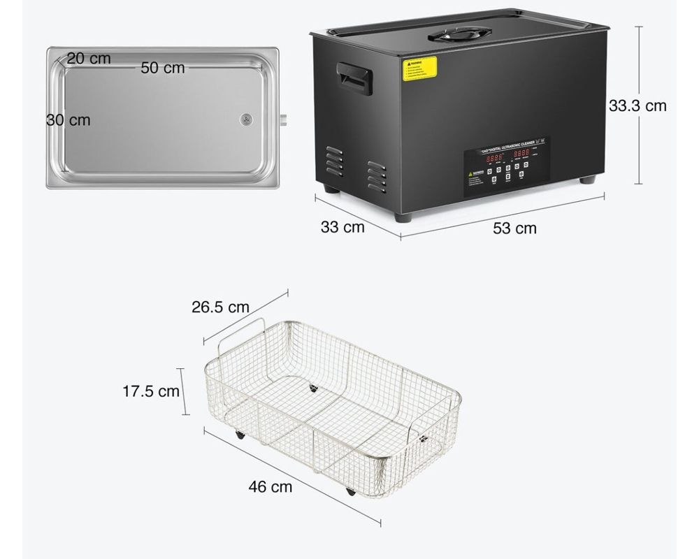 30L Ultrasonic Cleaner with Timer Heating Machine Digital Sonic Cleaner