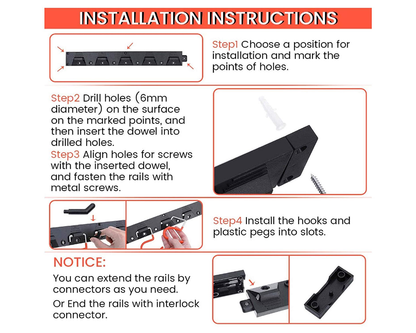 Adjustable Garden Storage System Wall Mount Tool Organiser