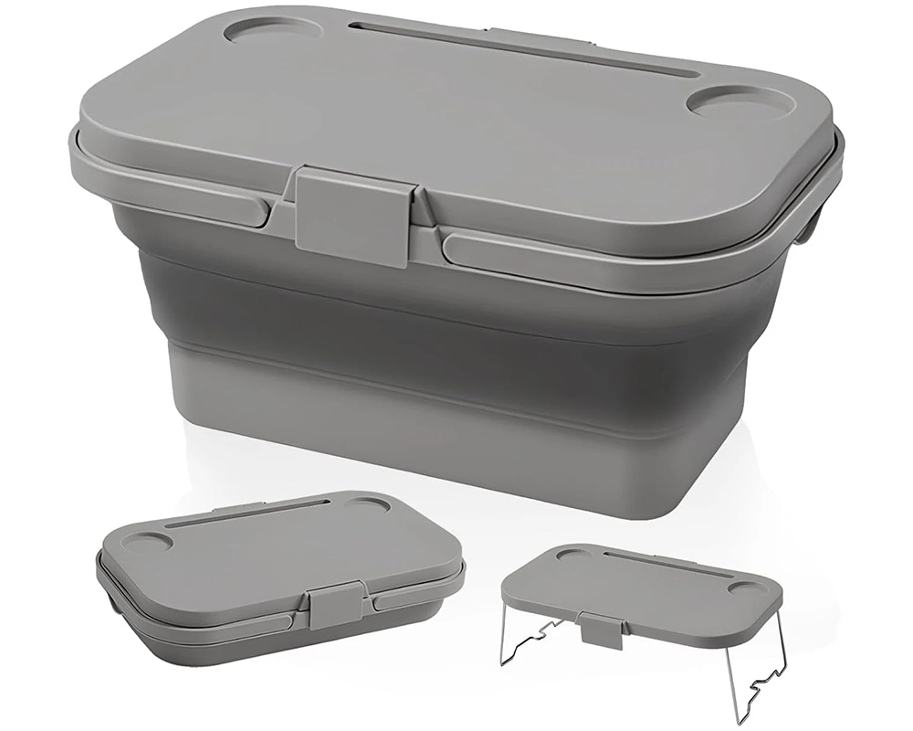 Grey picnic basket for outdoors