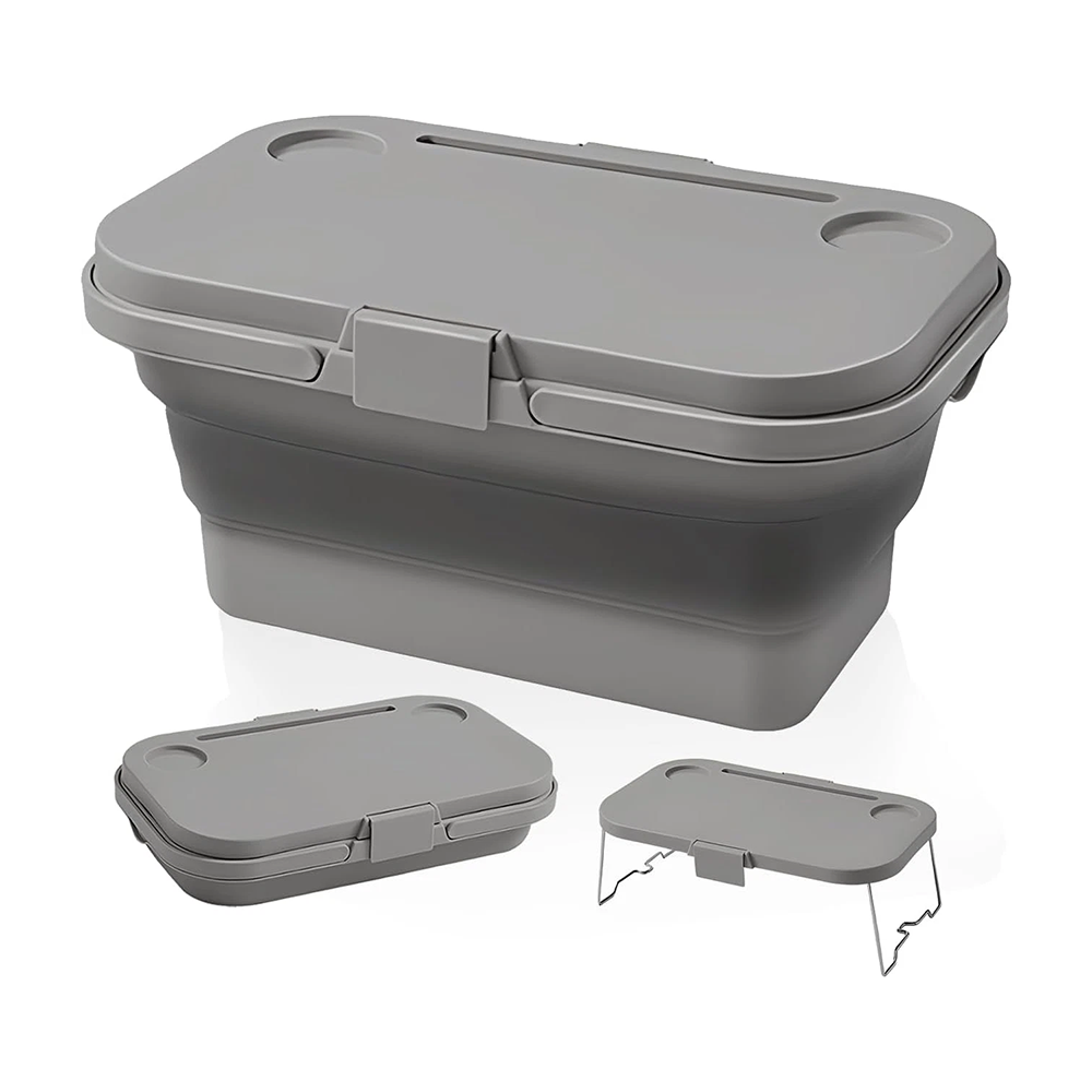 Foldable picnic basket grey