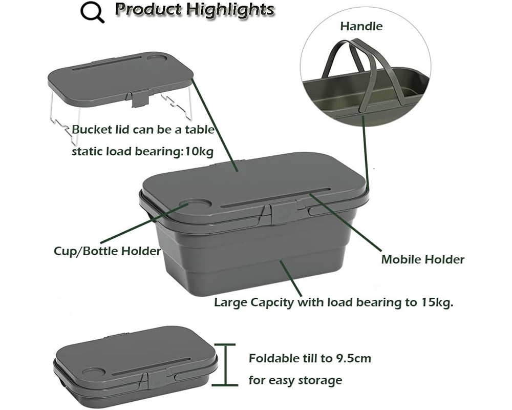 Camping storage basket in use