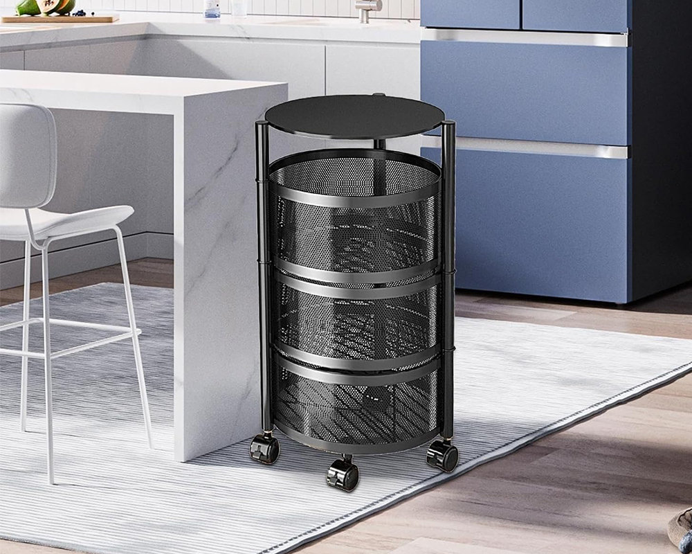 rotating storage trolley basket