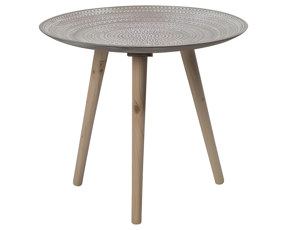 Moroccan Carved Style Round Side Table