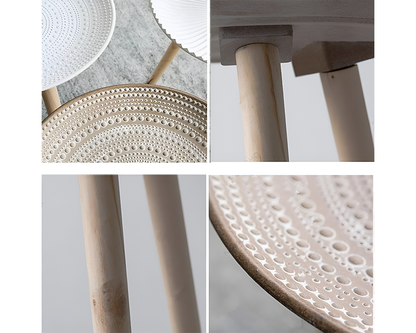 Moroccan Carved Style Round Side Table